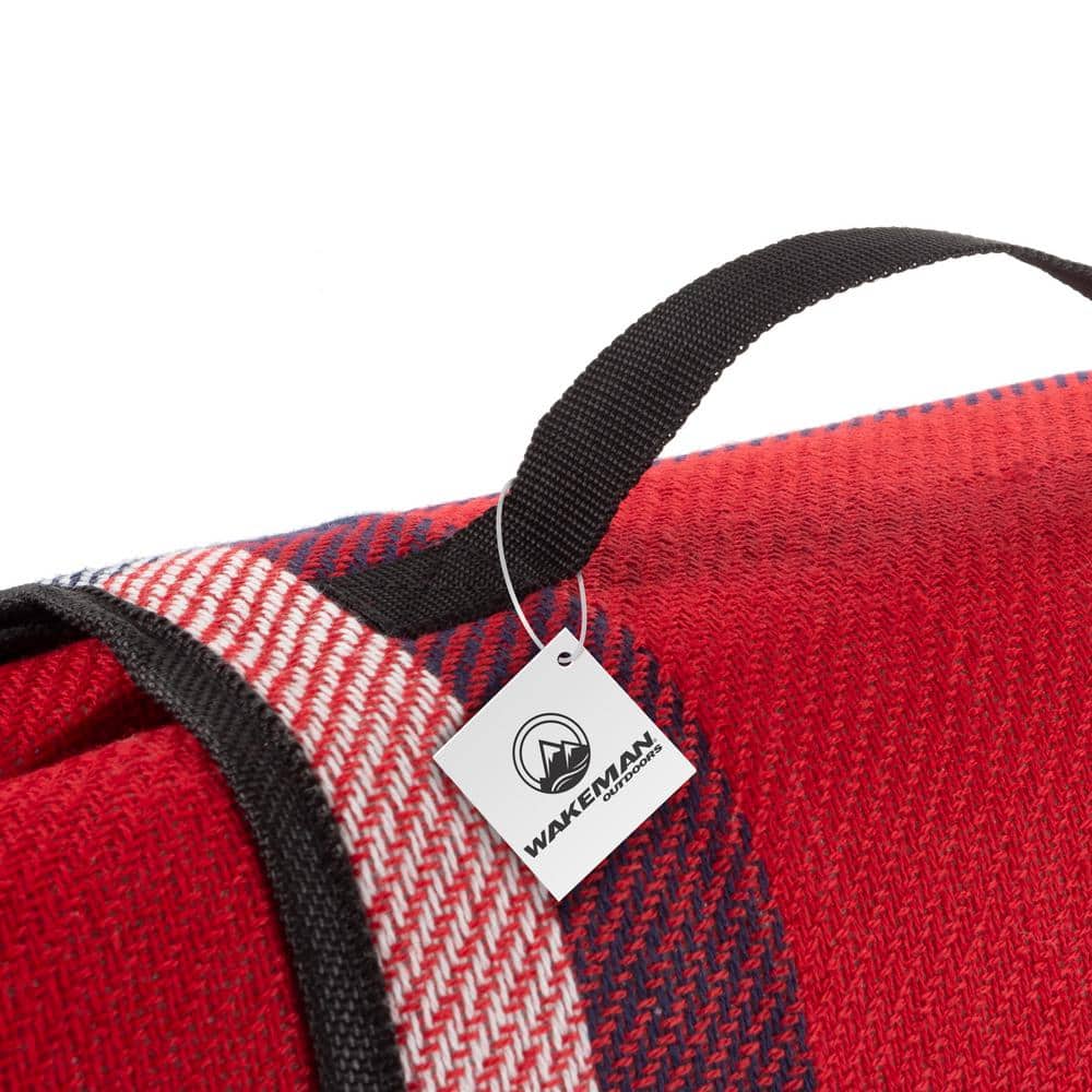 Oversized Red Plaid Waterproof Foam Padded Picnic Blanket