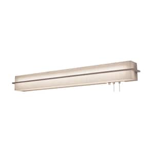 Apex 3 ft. 64-Watt Equivalent Integrated LED Weathered Grey/Linen White Overbed Fixture