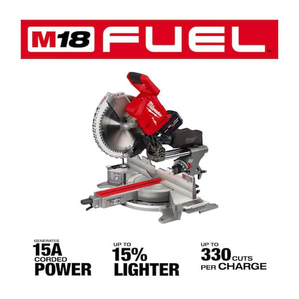 M18 FUEL 18V Lithium-Ion Brushless Cordless 12 in. Dual Bevel Sliding Compound Miter Saw Kit with Stand and Battery