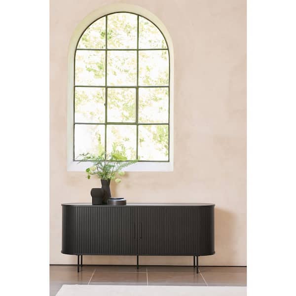 Nebula Black Oak MDF 71 in. Sideboard with Sliding Doors