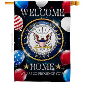 28 in. x 40 in. Welcome Home Navy House Flag Double-Sided Armed Forces Decorative Vertical Flags