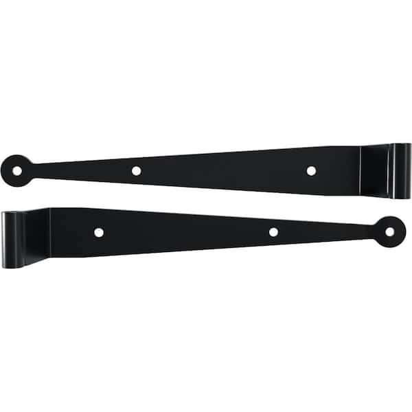 SteelTek Strap Hinge 12-in W with 2-1/4-in Offset (Sold as Pair), 304 Stainless Steel, Powder Coated Black