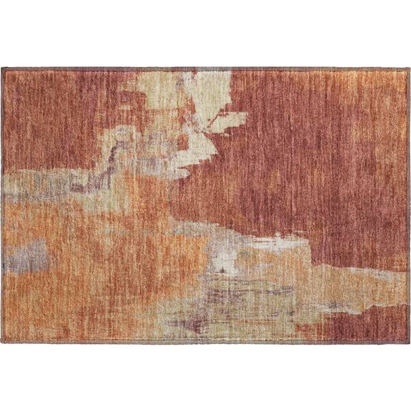 Mayfield Premium Machine Washable Abstract AMF1332 Paprika 2 ft. x 3 ft. Area Rug