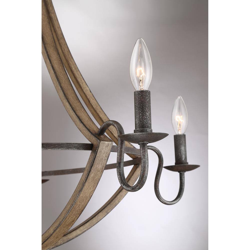 Rustic Black 26.5" Faux Wood 5-Light Chandelier