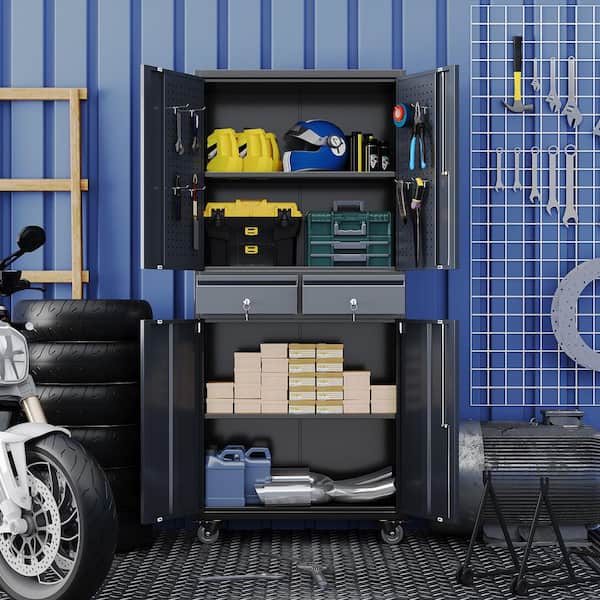 Kaikeeqli 15 in. D x 30 in. W x 71 in. H Metal Storage