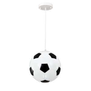 Greenvile Signature Black and White Soccer Ball 60-Watt 1-Light Soccer Pendant Light with Glass Shade, No Bulbs Included