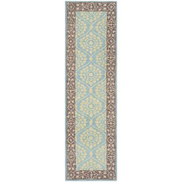 Suzani 2 ft. x 8 ft. Chocolate/Yellow Trellis Ornate Border Runner Rug