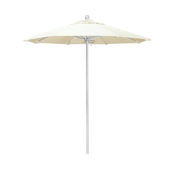 California Umbrella 7.5 ft. White Aluminum Commercial Market Patio Umbrella with Fiberglass Ribs and Push Lift in Canvas Sunbrella