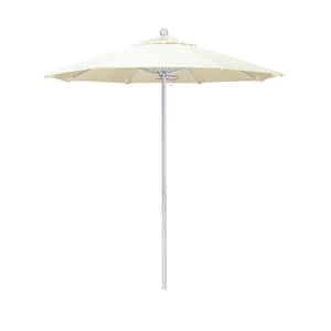 7.5 ft. White Aluminum Commercial Market Patio Umbrella with Fiberglass Ribs and Push Lift in Canvas Pacifica