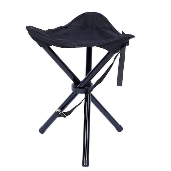 Tidoin Black Folding Tripod Camping Stool Chair DHS-YDW1-207 - The Home  Depot