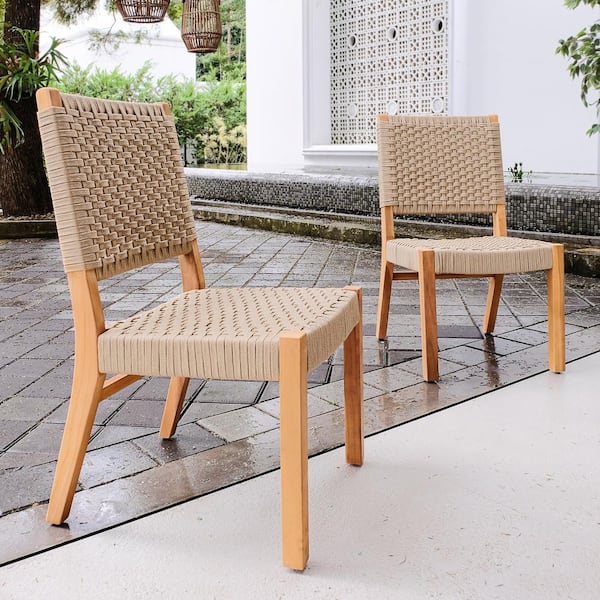 Cambridge Casual Zephyr Teak Wood Outdoor Dining Chair Tan Set of 