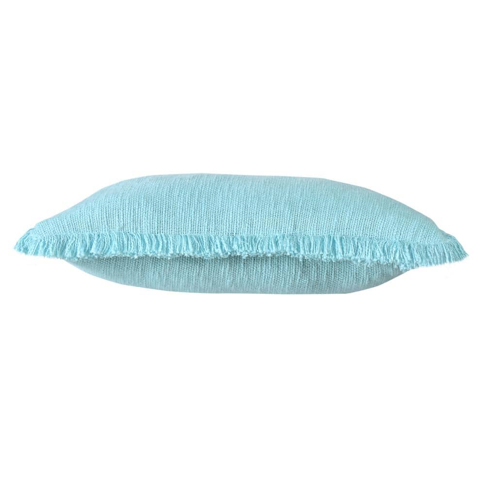 Casper Light Blue Cotton Fringed 20" Square Throw Pillow Set