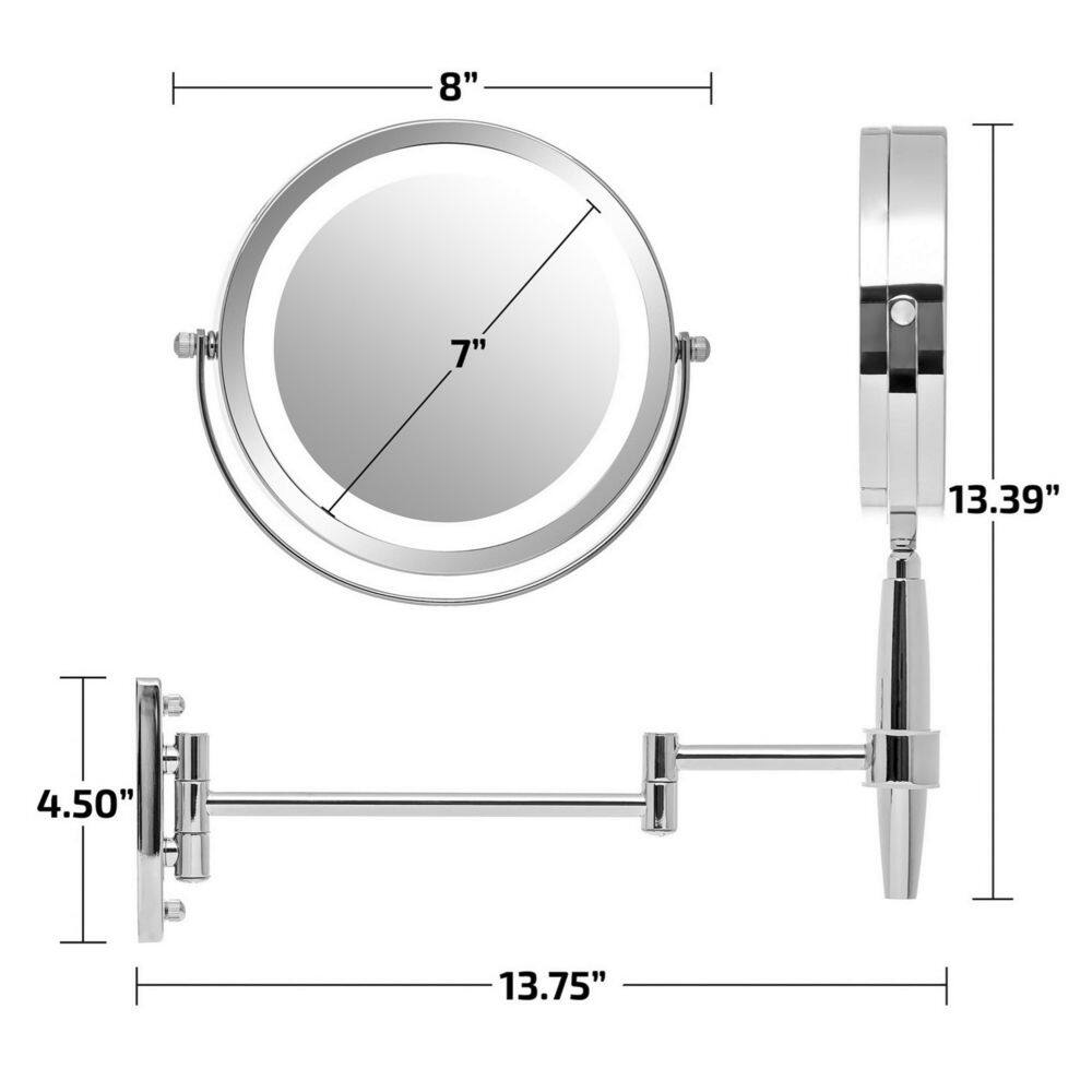 7'' Silver Wall Mounted LED Magnifying Mirror