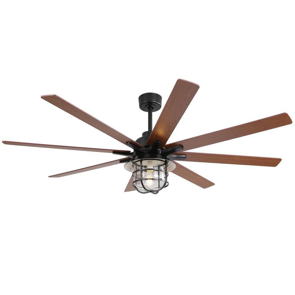 Modern 66 in. Indoor Black Ceiling Fan with 6 Speed Wind 8 Blades Remote Co