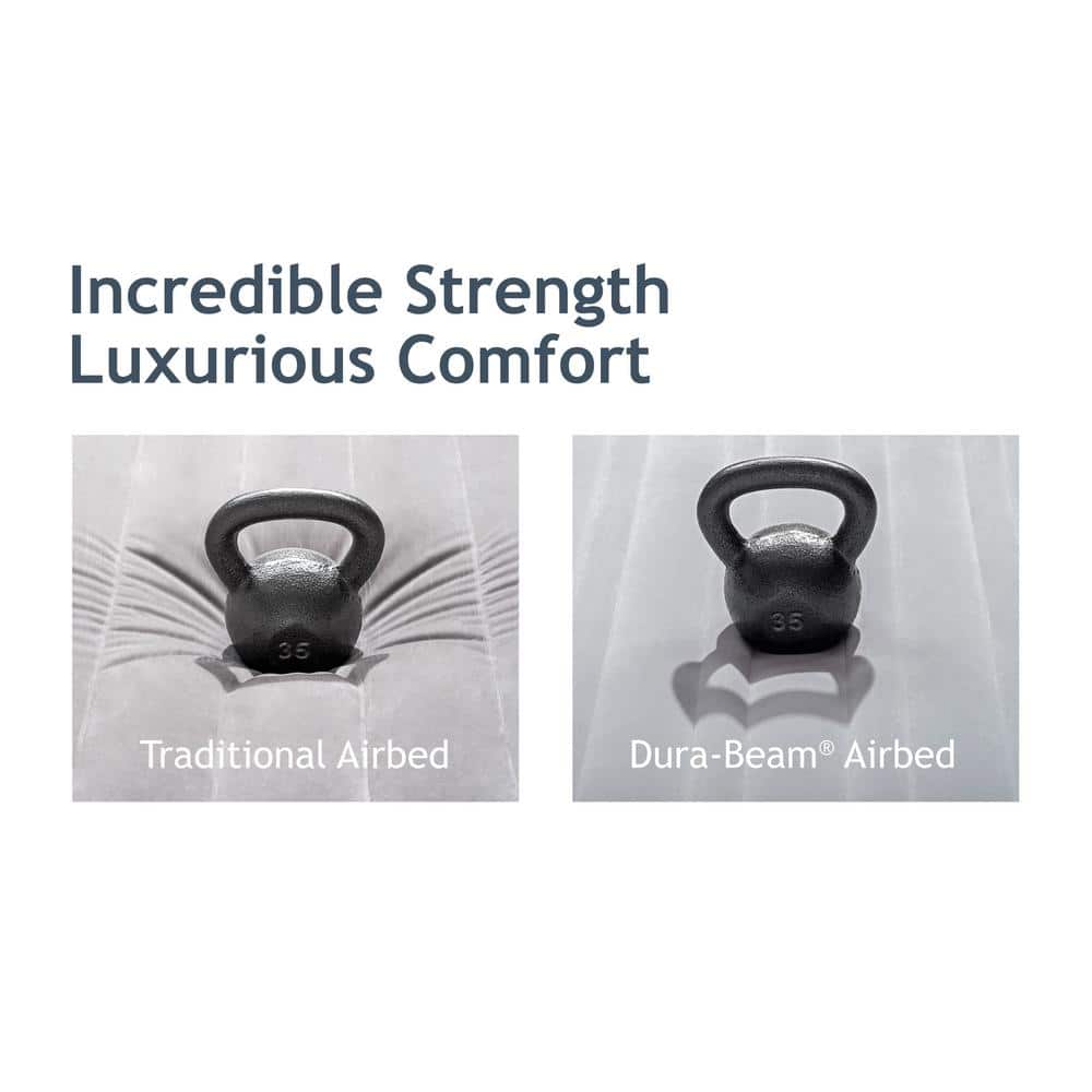 Twin Gray PVC Elevated Air Mattress with Built-In Pump