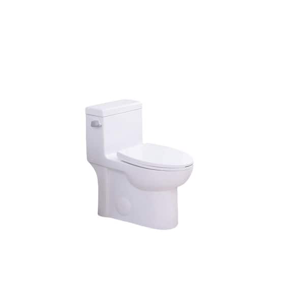 SRB003 12 inch floor-mounted 1-piece 1.28 GPF Single Flush Elongated Toilet in Glossy White Seat Included