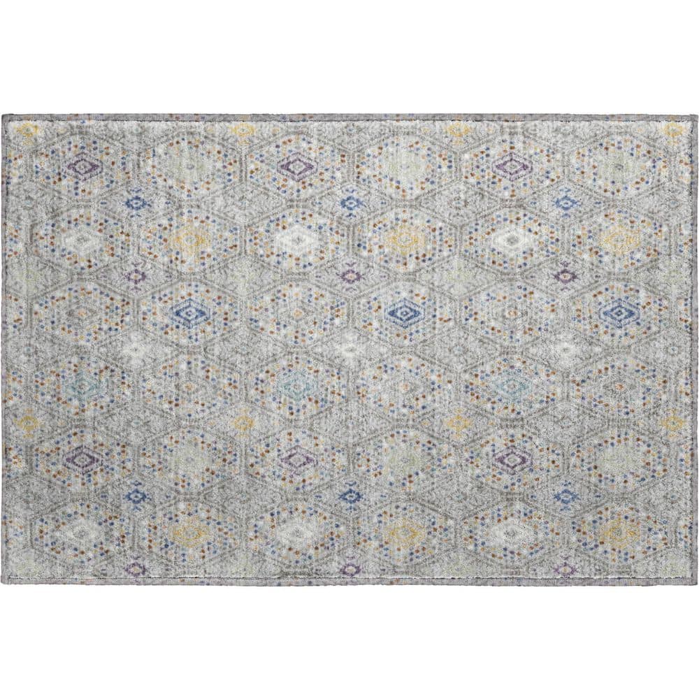 Mayfield Premium Machine Washable Abstract AMF2471 Silver 3 ft. x 4 ft. Area Rug price history on PriceWatchPro