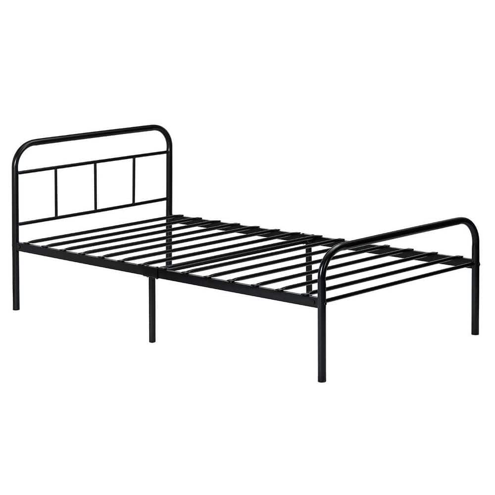 Lusimo Black Twin Platform Bed Frame with Headboard/Footboard/13 in