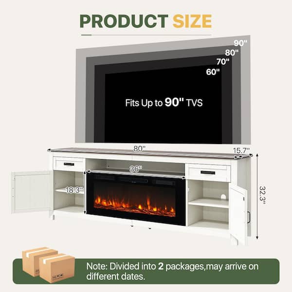 Sizzim 80 in. Freestanding Electric Fireplace TV Stand with