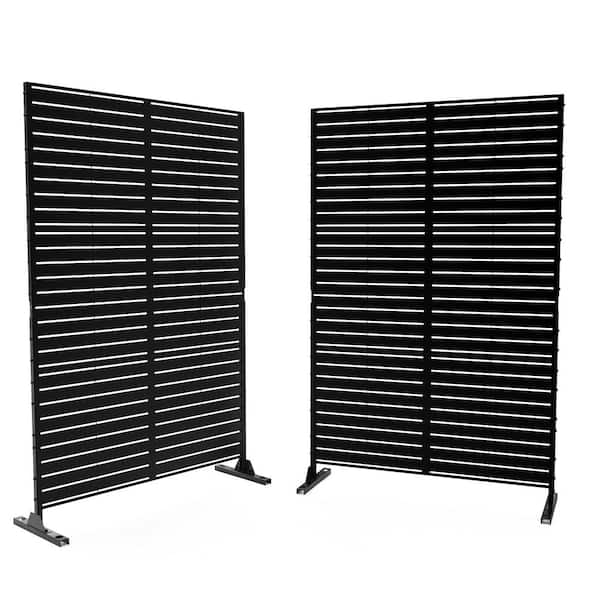 76 in. x 47 in. Privacy Metal Screen Garden Screen Panels in Black (2-Pack)