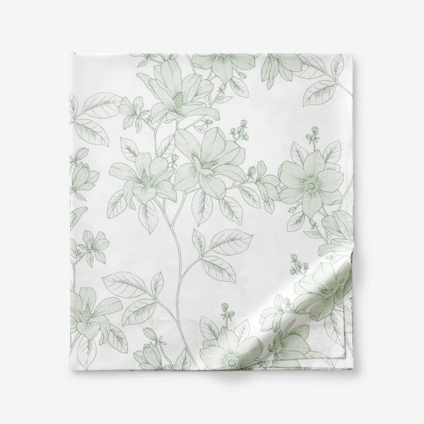 The Company Store Company Cotton Spring Vine Light Sage Sateen Full Flat Sheet
