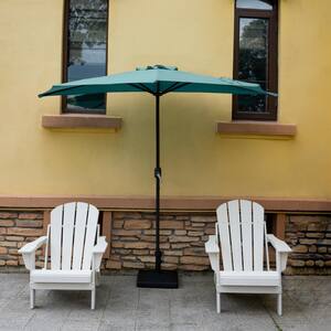 FIJI 9 ft. Market Half Patio Umbrella in Dark Green