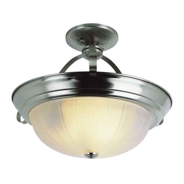 Bel Air Lighting Cabernet Collection 2-Light Brushed Nickel Semi-Flush Mount Light with White Frosted Melon Shade