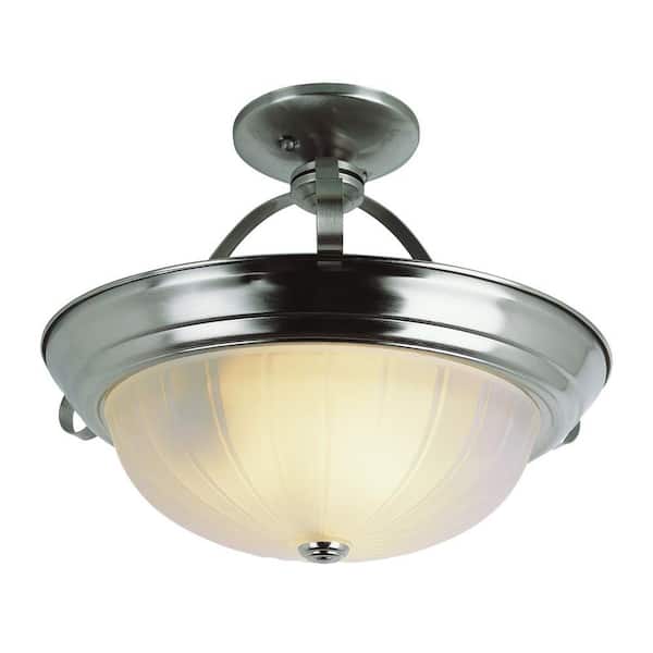 Bel Air Lighting Cabernet Collection 3-Light Brushed Nickel Semi-Flush Mount Light with White Frosted Melon Shade