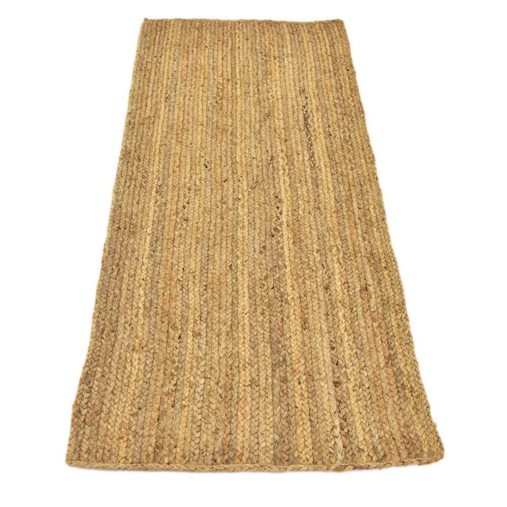 Natural Handmade Braided Jute Runner Rug, 2'7" x 6'1"