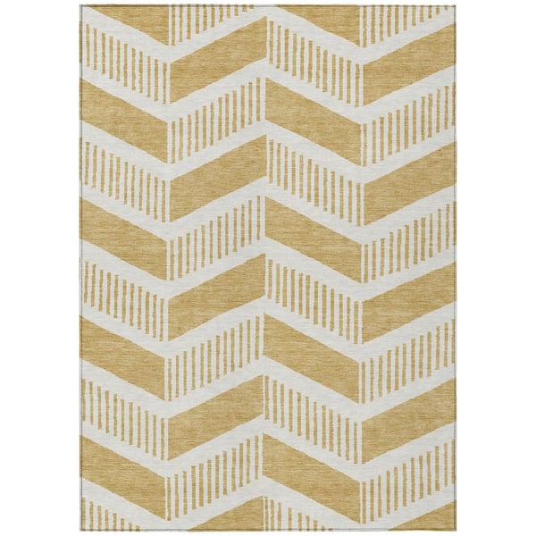 Chantille Machine Washable Indoor/Outdoor Abstract ACN2910 Gold 10 ft. x 14 ft. Area Rug