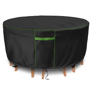 Heavy-Duty Waterproof 72 in. Dia x 28 in. H Green Eedge Round Patio Table and Chair Set Cover Outdoor Furniture Cover