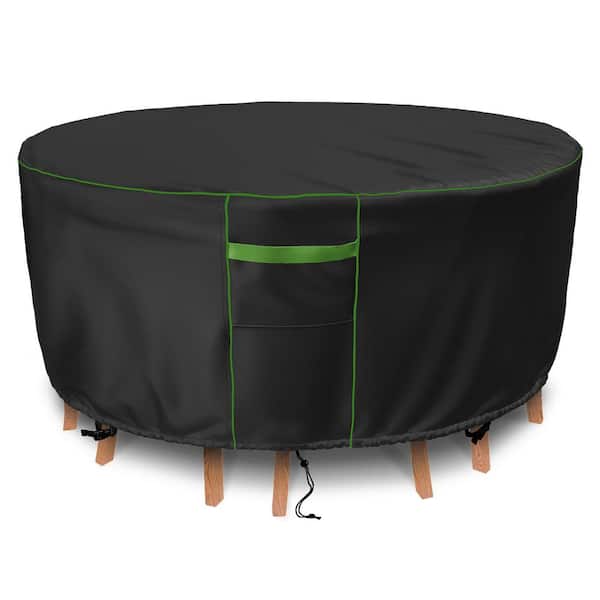 Gasadar Heavy-Duty Waterproof 72 in. Dia x 28 in. H Green Eedge Round Patio Table and Chair Set Cover Outdoor Furniture Cover