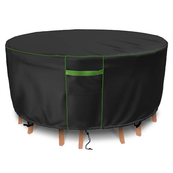 Gasadar Heavy-Duty Waterproof 84 in. Dia x 28 in. H Green Eedge Round Patio Table and Chair Set Cover Outdoor Furniture Cover