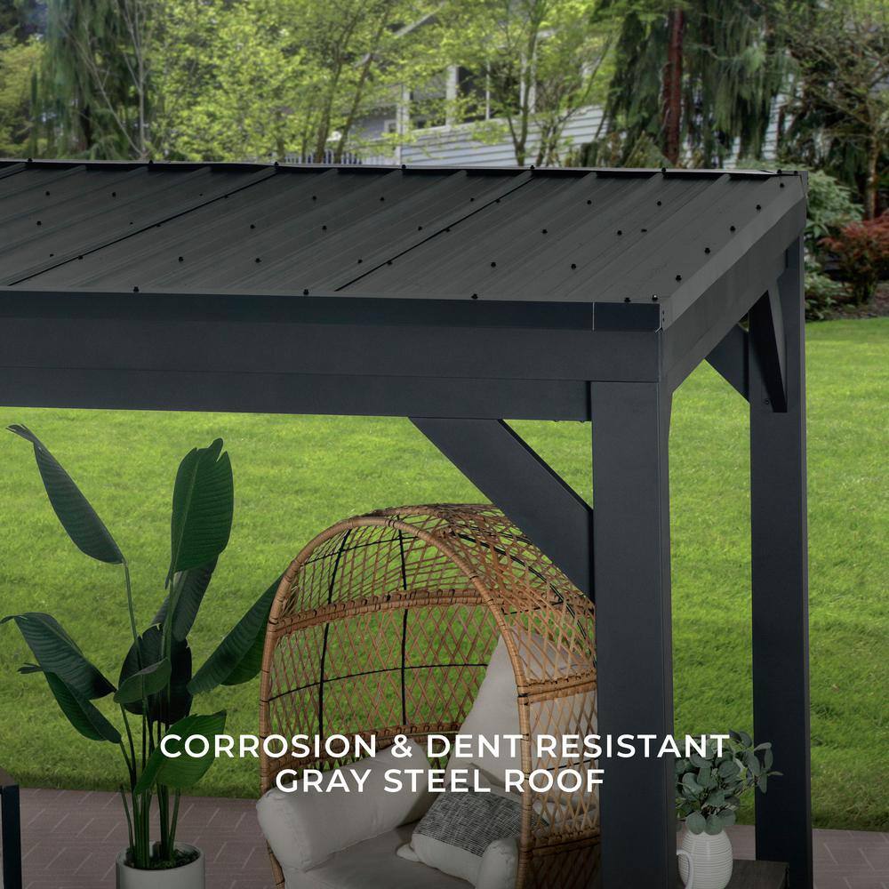 Stonebridge Matte Black Galvanized Steel Slope Roof Gazebo