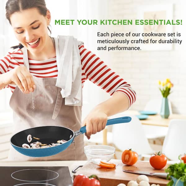 NutriChef 11Pcs Nonstick Bakelite Pots & Pans Set Ceramic Coating
