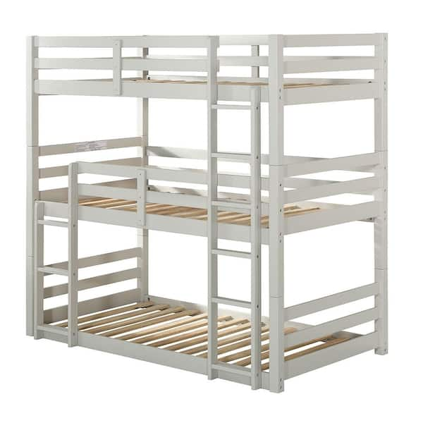 Acme Furniture Ronnie Light Gray Twin Bunk Bed 37420 - The Home Depot