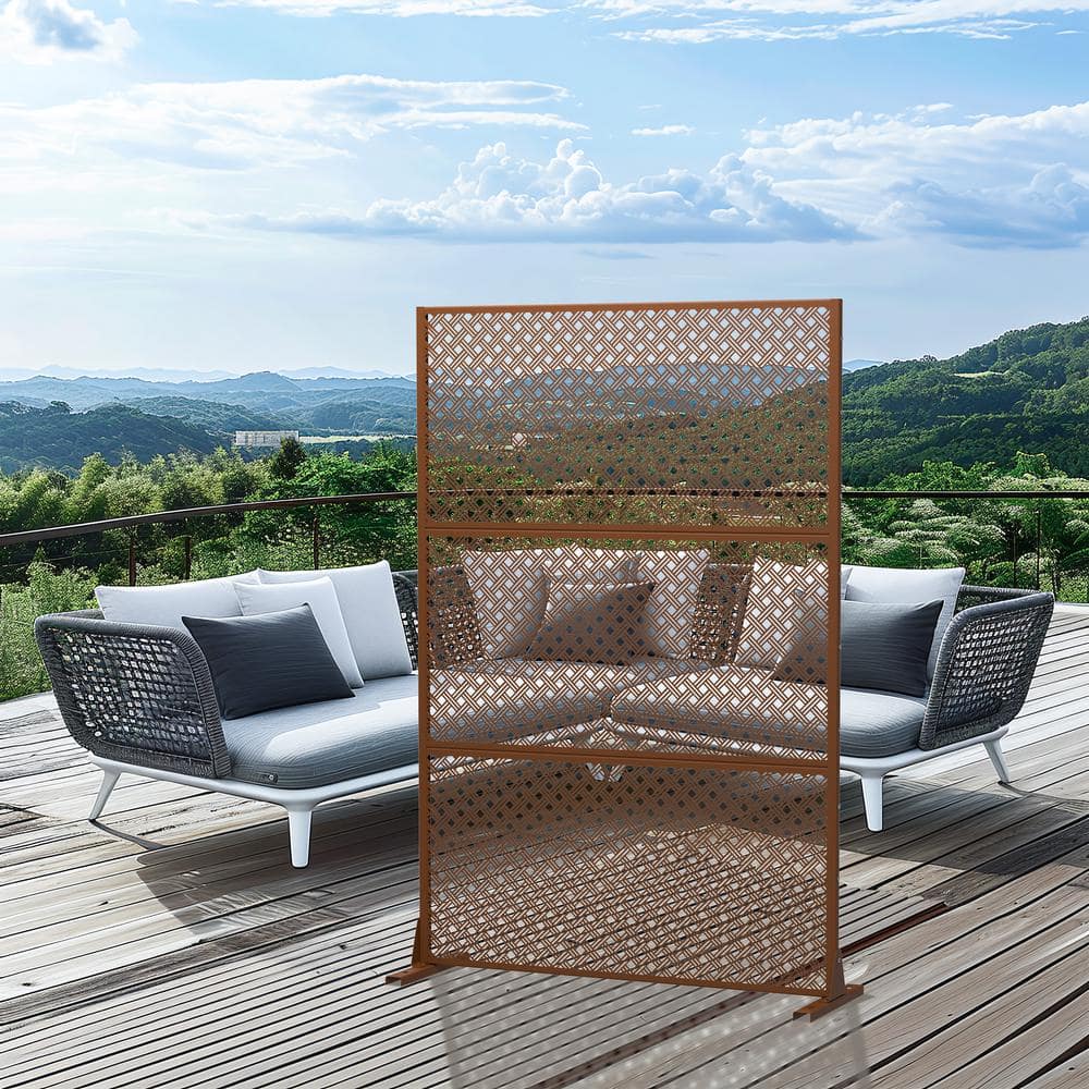 Jason 72 in. Galvanized Steel Garden Fence Outdoor Privacy Screen Garden Screen Panels in Brown price history on PriceWatchPro