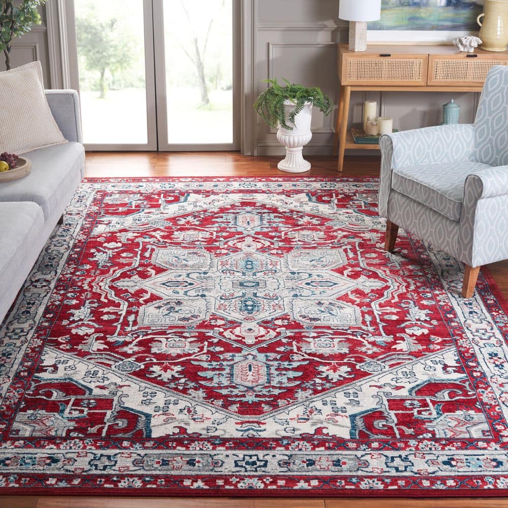 Brentwood 9 ft. x 12 ft. Red/Ivory Border Medallion Area Rug price history on PriceWatchPro