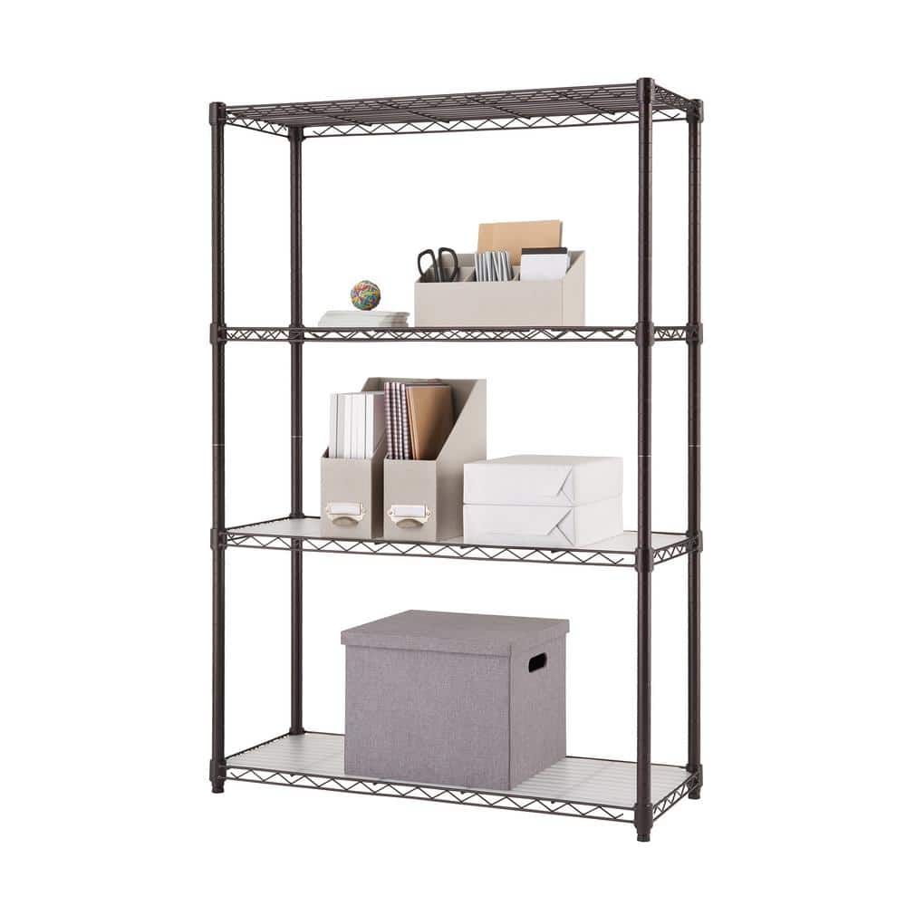Dark Bronze 4-Tier Steel Wire Shelving Unit with Liners