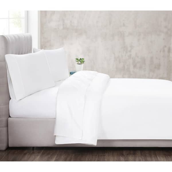 CHRISTIAN SIRIANO NEW YORK 300TC 3-Piece White Solid Cotton Sateen Twin XL Sheet Set