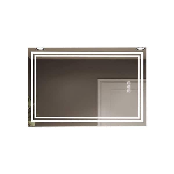 48 in. W x 36 in. H Rectangular Frameless Wall Bathroom Vanity Mirror with Front Light, 5 Mins Defog, 3 Colors Dimmable