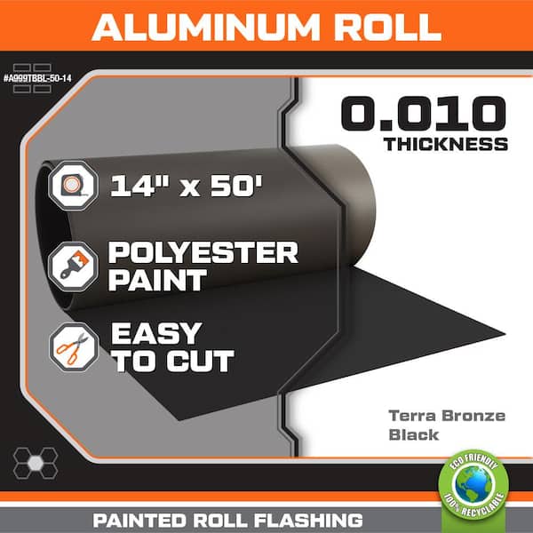 14 in. x 50 ft. Terra Bronze/Black Aluminum Roll Valley Flashing