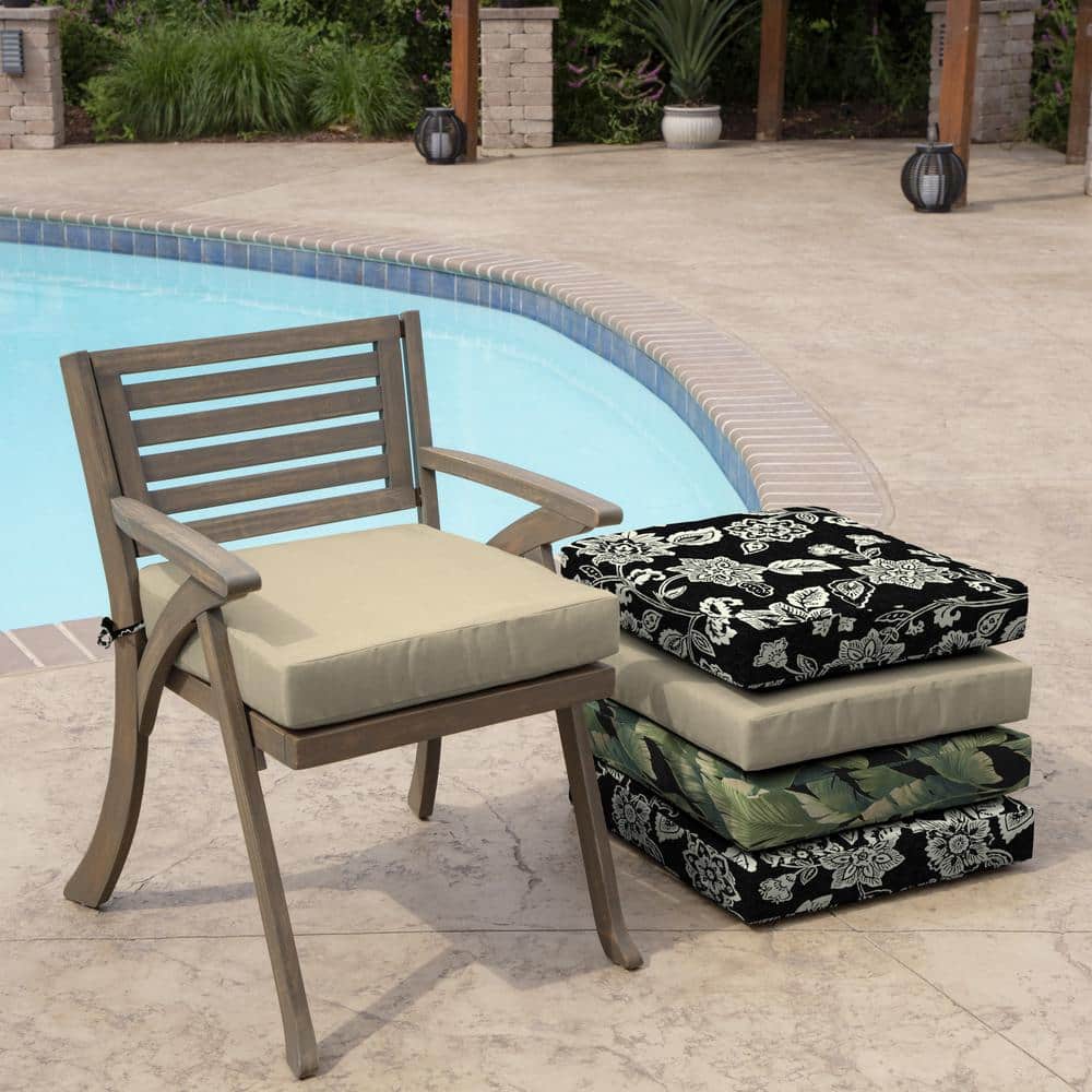 Tan Polyester Outdoor Seat Cushion with Ties