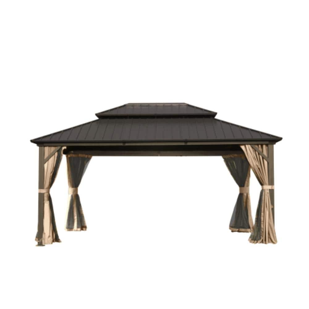 10 ft x 14 ft. Brown Metal Gazebo Canopy with Galvanized Steel Double Roof price history on PriceWatchPro