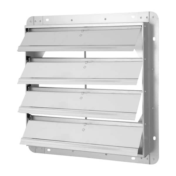 18 in. Square Automatic Gravity Shutter Louver Vent Silver High-Quality Aluminum Weather Proof Functional
