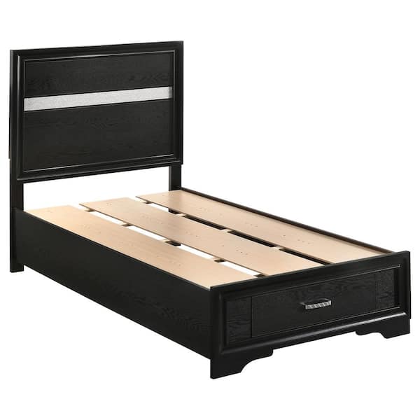 Coaster Miranda Black Wood Frame Twin Storage Panel Bed