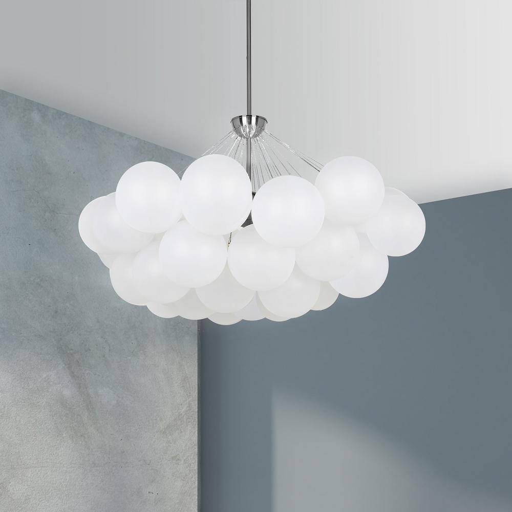 Miles 8-Light Polished Chrome Globe Chandelier with Frosted Glass