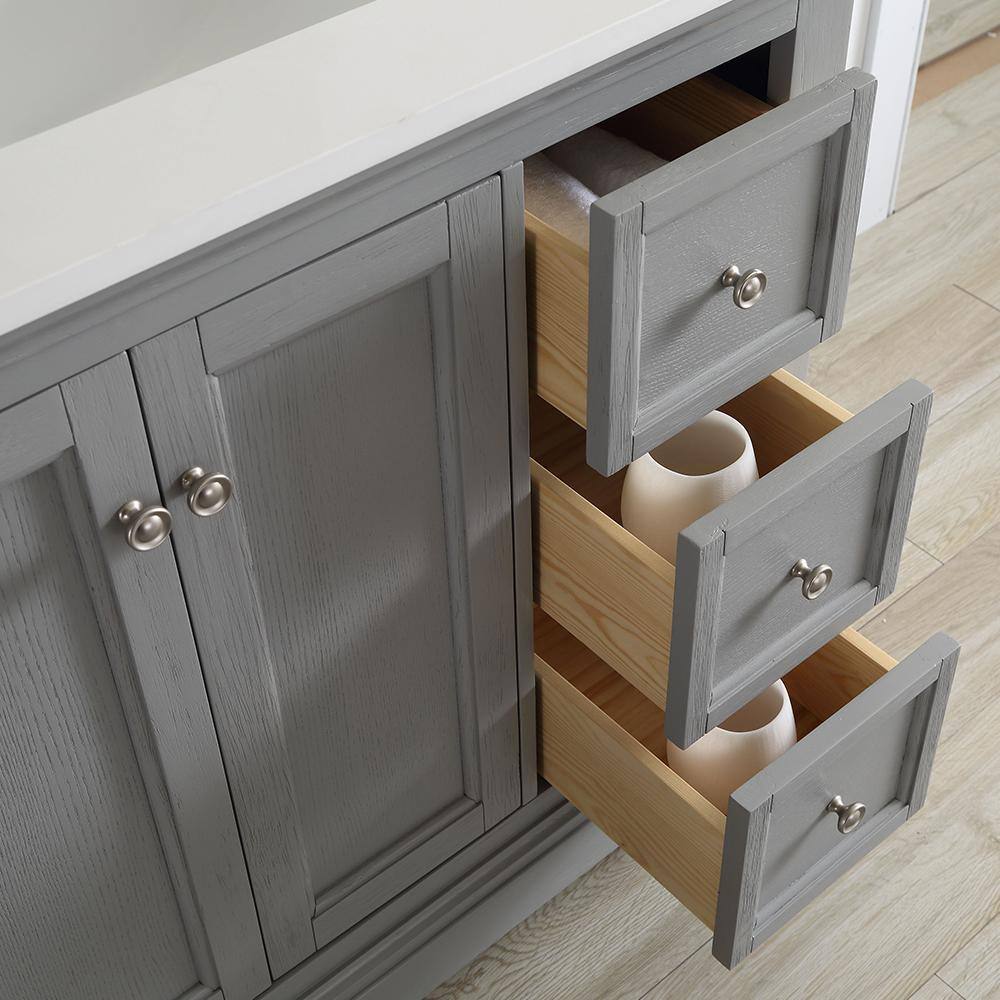 Windsor 40" Gray Solid Wood Vanity Set with Quartz Top and Mirror