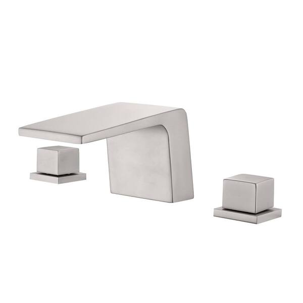 Wanmai 2 Handle Waterfall Deck Mount Roman Tub Faucet 3 Hole Brass Tub Fillers In Brushed Nickel