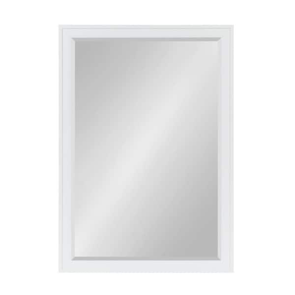 DesignOvation Bosc 23.5 in. W x 35.5 in. H Framed Rectangular Beveled Edge Bathroom Vanity Mirror in White